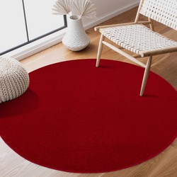 Tapijtenloods Uni Rond Effen Laagpolig Vloerkleed Modern Rood- 150 CM ROND