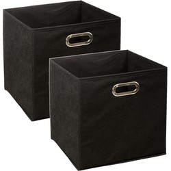 Set van 4x stuks opbergmand/kastmand 29 liter zwart linnen 31 x 31 x 31 cm - Opbergmanden