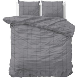 Sleeptime Flanel Dekbedovertrek Deep Check Grey-Lits-jumeaux (240 x 200/220 cm)
