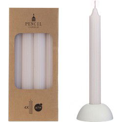 Potlood kaarsen set 4 stuks dia. 2.2 x H 20 cm wit