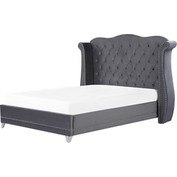 AYETTE  - Tweepersoonsbed - Grijs - 160 x 200 cm - Fluweel