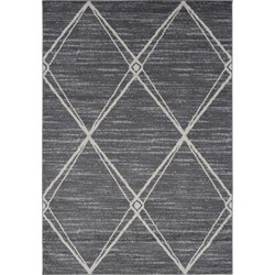 Vercai Rugs Firenze Collectie - Laagpolig Vloerkleed - Polypropyleen - Grijs / Crème - 60x100 cm