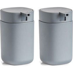 Set van 2x Zeeppompje/dispenser kunststof - grijs - 9 x 12 cm - modern - Zeeppompjes