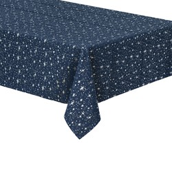 2x stuks tafelkleden/tafellakens blauw sterrenhemel van polyester/katoen formaat 140 x 240 cm - Tafellakens