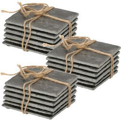 Secret de Gourmet Leisteen onderzetters - 18x stuks - 10 x 10 cm - Glazenonderzetters