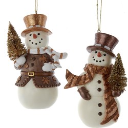 4.5 inch Resin Enchanted Forest Snowman Orn 2/Asstd. 7,62x5,08x11,43 cm kerstornament