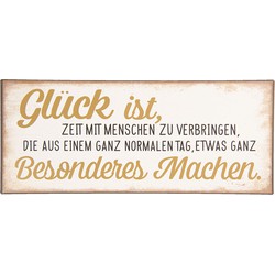 Clayre & Eef Tekstbord  13x30 cm Beige Geel Metaal Rechthoek Wandbord