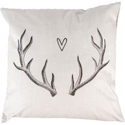 Clayre & Eef Kussenhoes 45x45 cm Beige Polyester Gewei