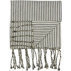 IB Laursen Hammam towel w/fringes natural/black stripes