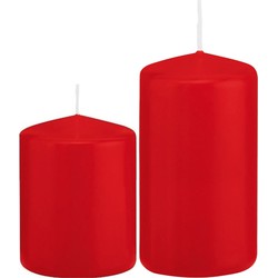 Stompkaarsen set van 6x stuks rood 8 en 12 cm - Stompkaarsen