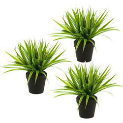 Gras struik kunstplant in kunststof pot - 3x - 33 cm - Nepplanten - Kunstplanten