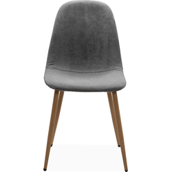 Set van 4 stoelen van grijze ribfluweel met houten poten L43 cm - ANYA