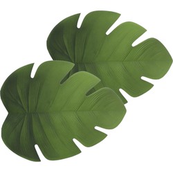 Set van 4x stuks placemats blad groen vinyl 47 x 38 cm - Placemats
