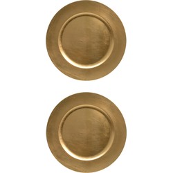 2x stuks diner borden/onderborden goud glimmend 33 cm - Onderborden