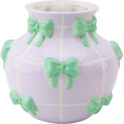 Vase - Flower Vase Ribbons - Dolomite - Lilac/Mint - 14,5x14,5x13cm
