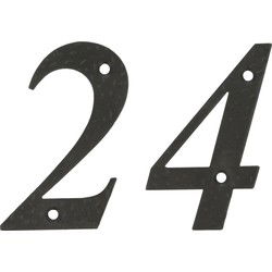 AMIG Huisnummer 24 - massief gesmeed staal - 10cm - incl. bijpassende schroeven - zwart - Huisnummers