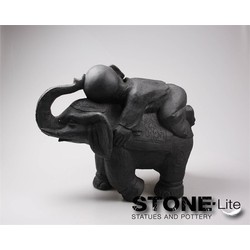 Boeddha olifant l55b24h44 cm zwart Stone-Lite