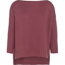 Knit Factory Kylie Gebreide Dames Trui - Boothals - Stone Red - 36/44