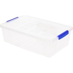 5x Opbergbakjes/organizers met deksel 2 liter 25 cm transparant - Opbergbox