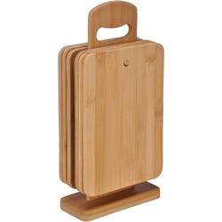 6x Snijplanken van hout inclusief houten houder - Snijplanken