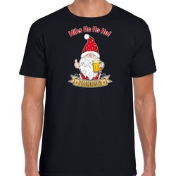 Bellatio Decorations fout kersttrui t-shirt heren - Bier kabouter/gnoom - zwart - Doordrinken S - kerst t-shirts