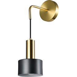 QUVIO Wandlamp - Goud - Zwart - Ronde Wandlamp - Metaal