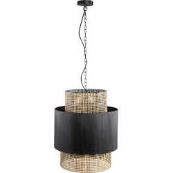 PTMD Erdila Black bamboo hanglamp double layer round