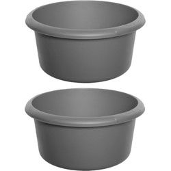 Whitefurze Afwasteil/afwasbak - 2x - 8 liter - grijs - 30 x 30 x 11 cm - Afwasbak