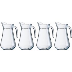 4x Sapkan/waterkan van glas 1000 ml - Schenkkannen