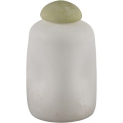 PTMD Karlie White matte glass bulb vase green top