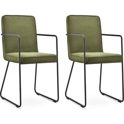 BY-BOO Set 2 Stoelen Charly - Stof - Groen