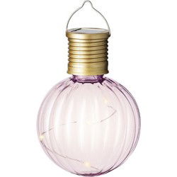 Lumineo Solar lampion voor buiten - LED - lichtroze - 11 cm - buitenverlichting - Lampionnen