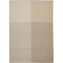 Kave Home - Geblokt tapijt Sulema van beige wol 160 x 230 cm