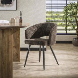 Hoyz Collection - Armstoel Boucle Salon - Tissee Cargo Bruin - Set van 2