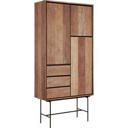 DTP Home Cupboard Metropole high, 3 doors, 3 drawers,210x100x40 cm, recycled teakwood