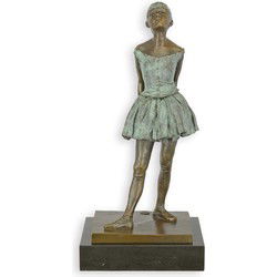 A BRONZE SCULPTURE OF A LITTLE DANCER BROWN GREEN FINISH