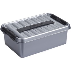 Metallic/zwarte bewaardoosjes/opberg baskets 12 liter - Opbergbox