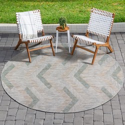 Tapijtenloods Uni Binnen en Buiten Rond Vloerkleed Solid Outdoor Laagpolig Tapijt Grijs Beige- 150 CM ROND