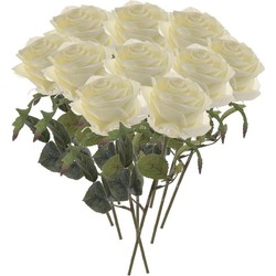 Witte roosjes kunst tak 45 cm 10 stuks - Kunstbloemen