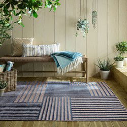 Buitenkleed Vigo Blocks - Voor binnen &amp; buiten - Blauw - 120x170 cm