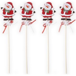 4x Kerststukje instekertjes met sneeuwpop 30 cm - Kerststukjes