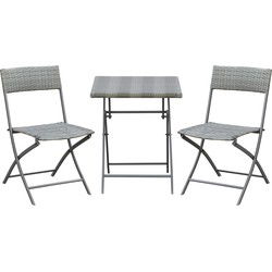 4goodz Bistroset Rattan - Balkonmeubel Set 3-Delig - Grijs