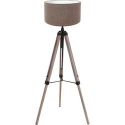 Mexlite - vloerlamp - Triek - zwart - hout linnen - Ø 75cm - E27 - 4099ZW