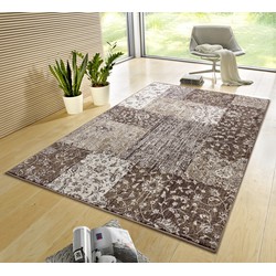 Vintage Patchwork Laagpolig vloerkleed - Kirie - Taupe - 80 X 250 CM