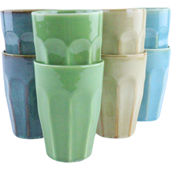 OTIX Cappuccino Mokken - Koffiekopjes - 330 ml - Latte Macchiato Glazen - Koffietassen - Hittebestendig - Set van 8 - Porselein - Zonder Oor - Multicolor - Koffiemokken - FERN