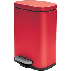 Spirella Pedaalemmer Venice - rood - 5 liter - metaal - L21 x H30 cm - soft-close - toilet/badkamer - Pedaalemmers