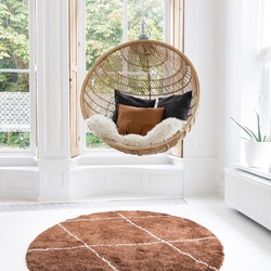 Berber vloerkleed rond hoogpolig Roest/Cream - scandinavisch - nea - Interieur05 - Polypropyleen - Rond 200 Ø - (L)