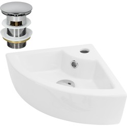 Wastafel incl. zilverkleurige waste met overloop 46x33x13 cm wit keramiek ML design