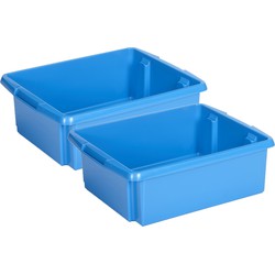 Sunware Opslagbox - 4 stuks - kunststof 17 liter blauw 45 x 36 x 14 cm - Opbergbox
