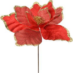 Clayre & Eef Kunstbloem Kerstster Ø 44x46 cm Rood Kunststof